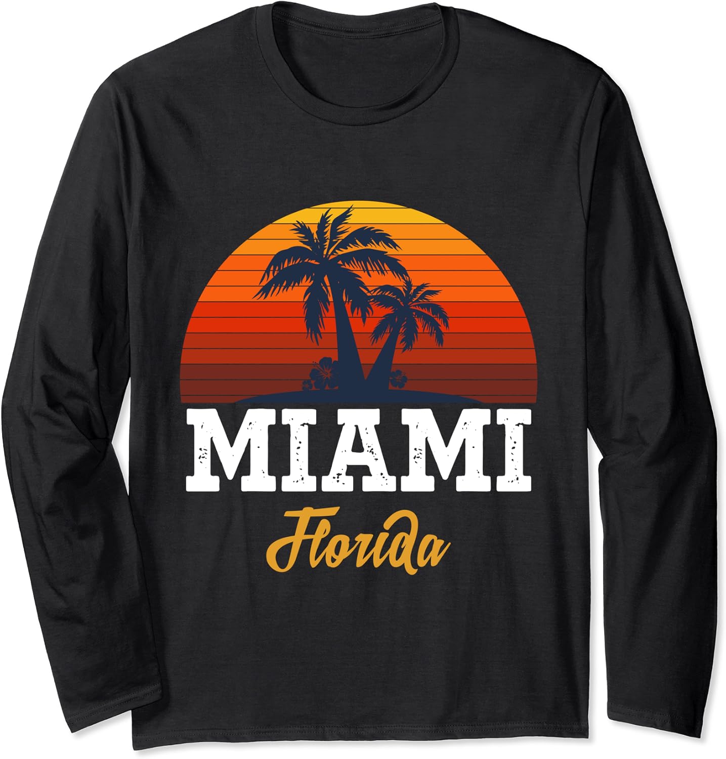 Cool Vintage Miami Beach Skyline I Love Miami Florida, Miami Long Sleeve TShirt Amazon.co.uk